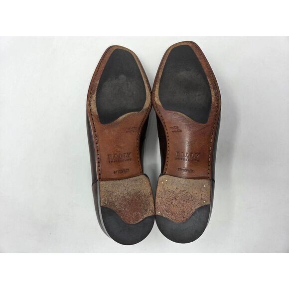 BALLY BRENT BROWN BLACK BURNISHED LEATHER PENNY LOAFER MENS SIZE 11.5 EEE WIDE main image 4